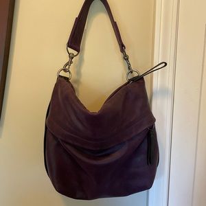 Rough and tumble rustic eggplant hobo small